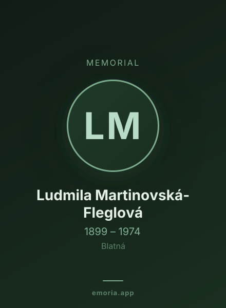 Memorial portrait of Ludmila Martinovská-Fleglová