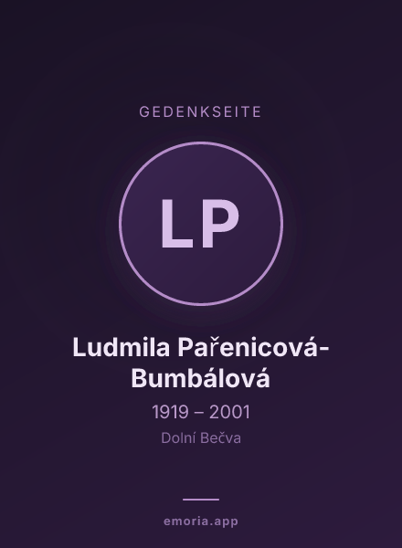 Gedenkportrait von Ludmila Pařenicová-Bumbálová