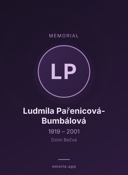 Memorial portrait of Ludmila Pařenicová-Bumbálová