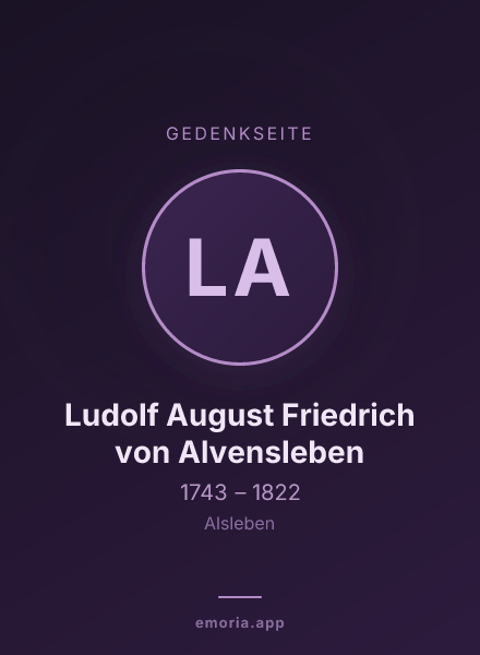 Gedenkportrait von Ludolf August Friedrich von Alvensleben