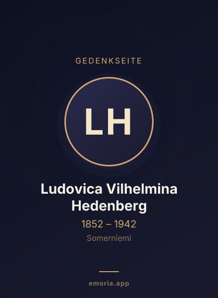 Gedenkportrait von Ludovica Vilhelmina Hedenberg