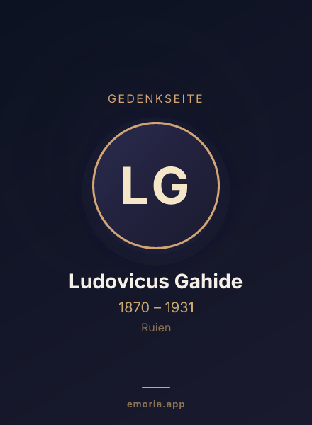 Gedenkportrait von Ludovicus Gahide