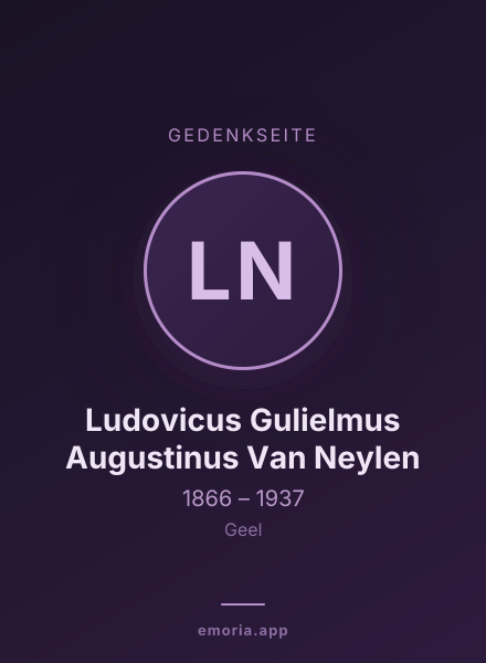 Gedenkportrait von Ludovicus Gulielmus Augustinus Van Neylen