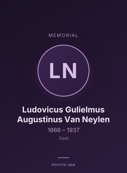 Memorial portrait of Ludovicus Gulielmus Augustinus Van Neylen