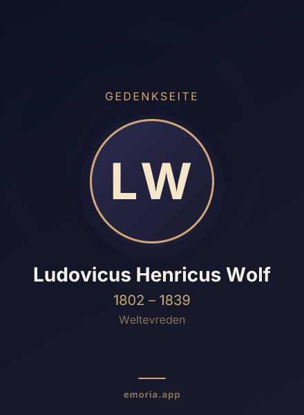 Gedenkportrait von Ludovicus Henricus Wolf