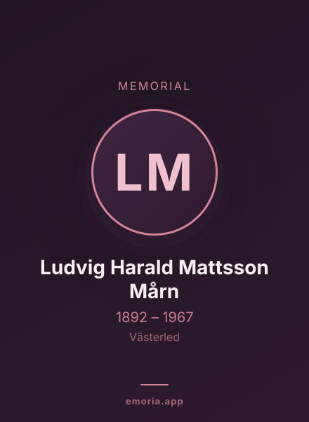 Memorial portrait of Ludvig Harald Mattsson Mårn