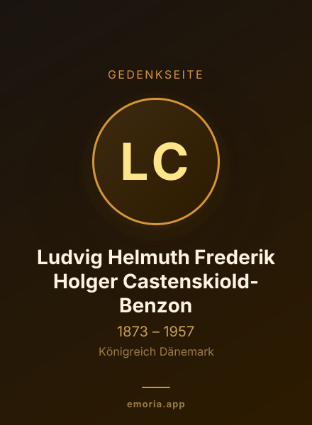 Gedenkportrait von Ludvig Helmuth Frederik Holger Castenskiold-Benzon