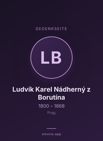 Gedenkportrait von Ludvík Karel Nádherný z Borutína