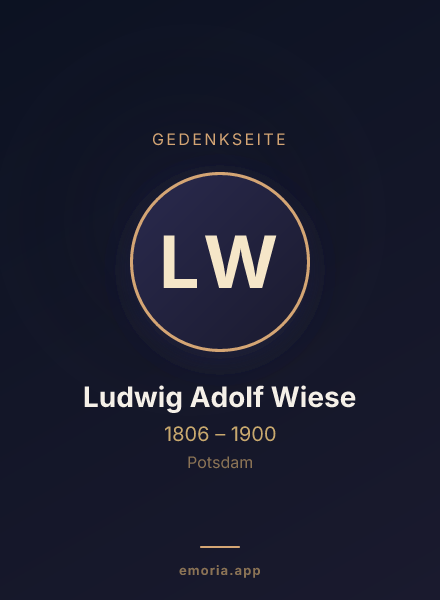 Gedenkportrait von Ludwig Adolf Wiese