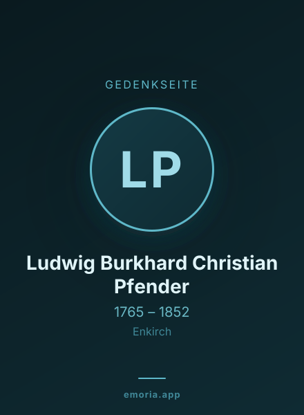 Gedenkportrait von Ludwig Burkhard Christian Pfender