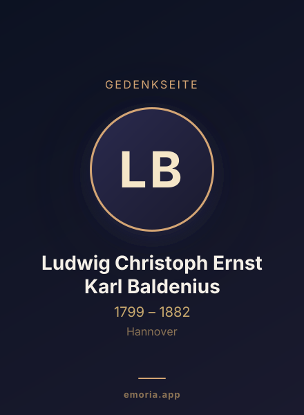 Gedenkportrait von Ludwig Christoph Ernst Karl Baldenius