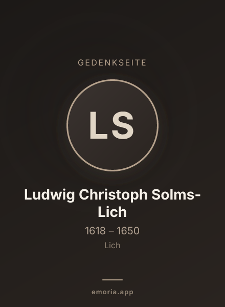 Gedenkportrait von Ludwig Christoph Solms-Lich