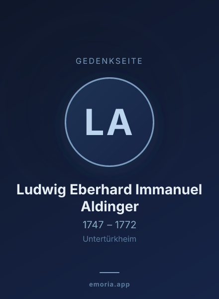 Gedenkportrait von Ludwig Eberhard Immanuel Aldinger