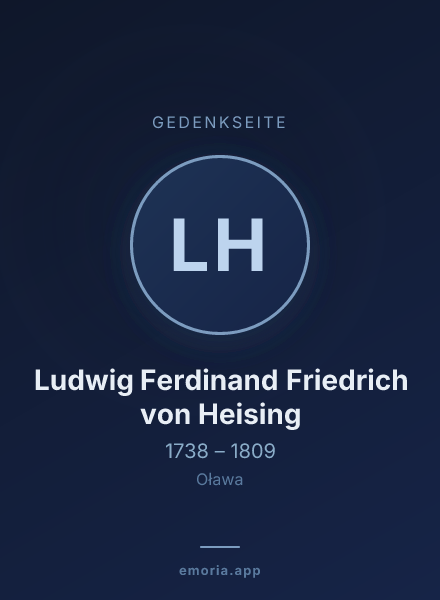Gedenkportrait von Ludwig Ferdinand Friedrich von Heising