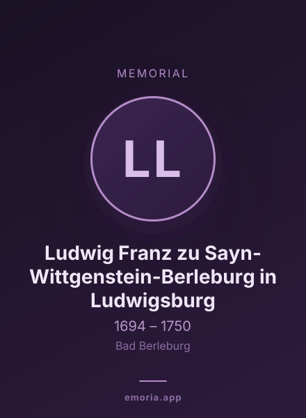 Memorial portrait of Ludwig Franz zu Sayn-Wittgenstein-Berleburg in Ludwigsburg