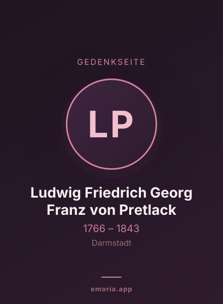 Gedenkportrait von Ludwig Friedrich Georg Franz von Pretlack
