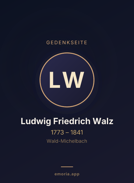 Gedenkportrait von Ludwig Friedrich Walz