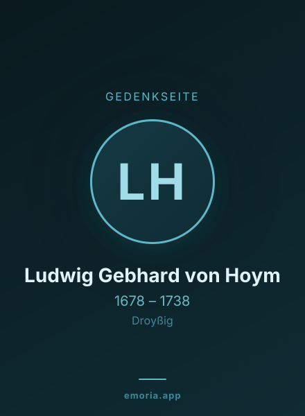 Gedenkportrait von Ludwig Gebhard von Hoym