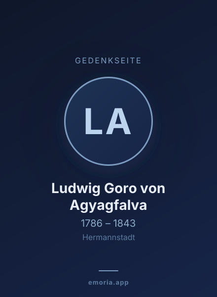 Gedenkportrait von Ludwig Goro von Agyagfalva
