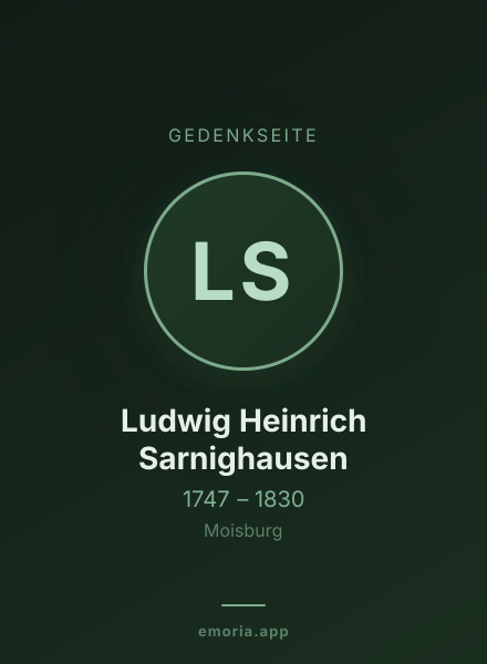 Gedenkportrait von Ludwig Heinrich Sarnighausen
