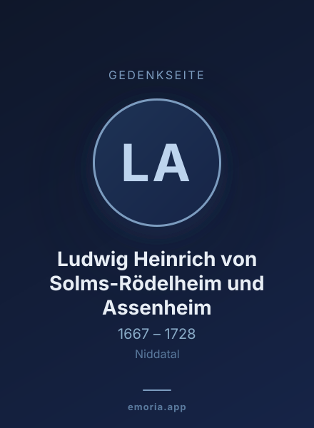 Gedenkportrait von Ludwig Heinrich von Solms-Rödelheim und Assenheim