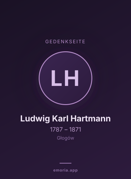 Gedenkportrait von Ludwig Karl Hartmann