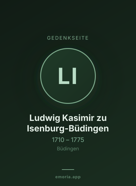 Gedenkportrait von Ludwig Kasimir zu Isenburg-Büdingen