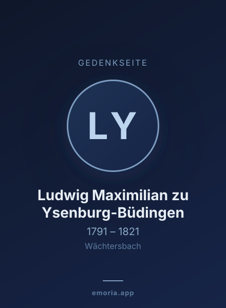 Gedenkportrait von Ludwig Maximilian zu Ysenburg-Büdingen