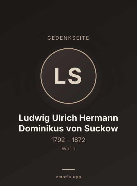 Gedenkportrait von Ludwig Ulrich Hermann Dominikus von Suckow