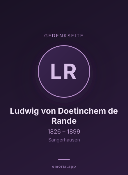 Gedenkportrait von Ludwig von Doetinchem de Rande