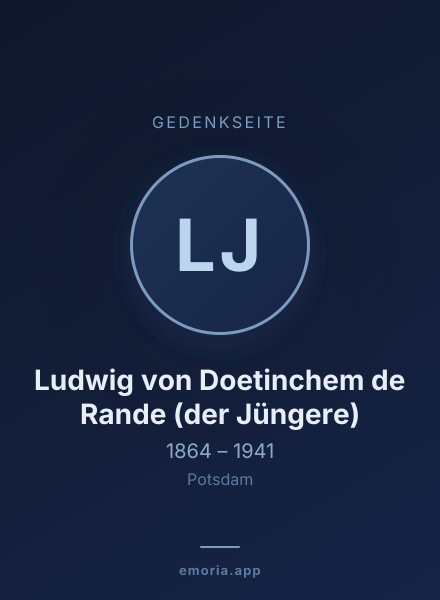Gedenkportrait von Ludwig von Doetinchem de Rande (der Jüngere)