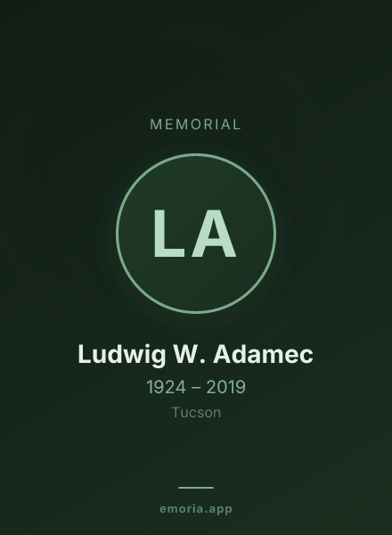 Memorial portrait of Ludwig W. Adamec