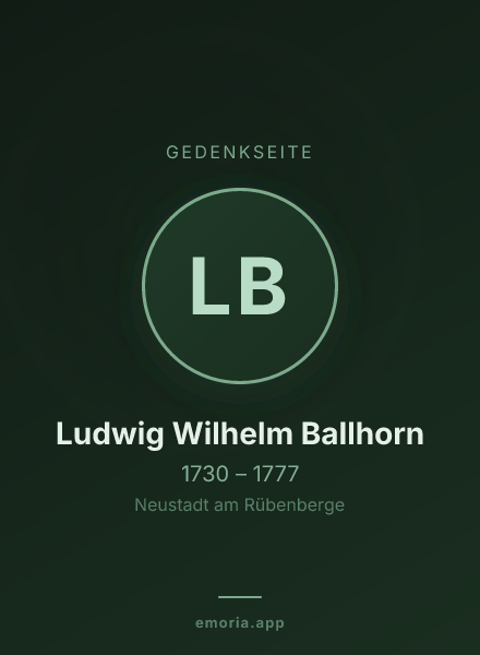 Gedenkportrait von Ludwig Wilhelm Ballhorn