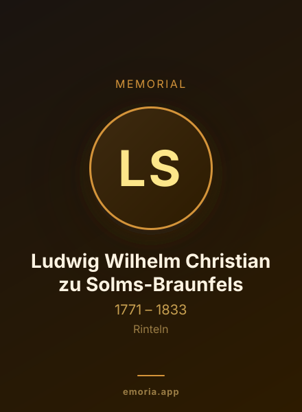Memorial portrait of Ludwig Wilhelm Christian zu Solms-Braunfels