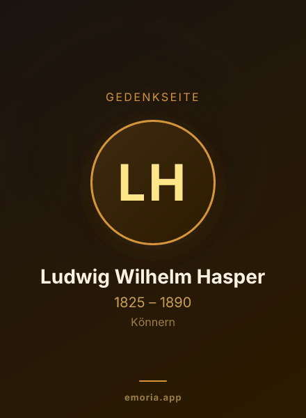 Gedenkportrait von Ludwig Wilhelm Hasper