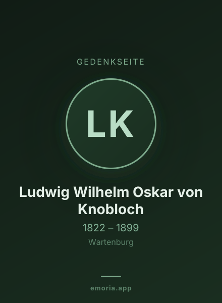 Gedenkportrait von Ludwig Wilhelm Oskar von Knobloch
