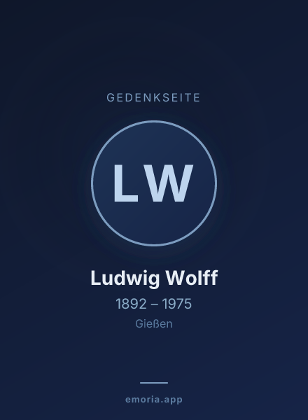 Gedenkportrait von Ludwig Wolff