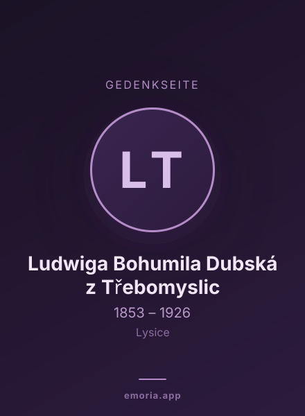 Gedenkportrait von Ludwiga Bohumila Dubská z Třebomyslic