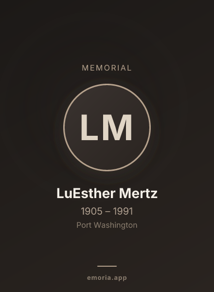 Memorial portrait of LuEsther Mertz