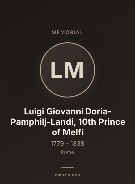 Memorial portrait of Luigi Giovanni Doria-Pamphilj-Landi, 10th Prince of Melfi