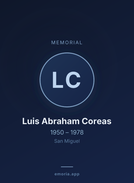 Memorial portrait of Luis Abraham Coreas
