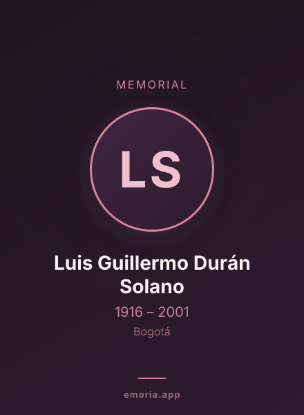 Memorial portrait of Luis Guillermo Durán Solano