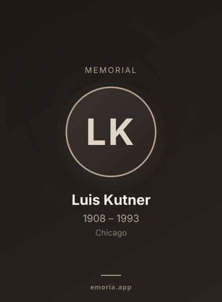Memorial portrait of Luis Kutner