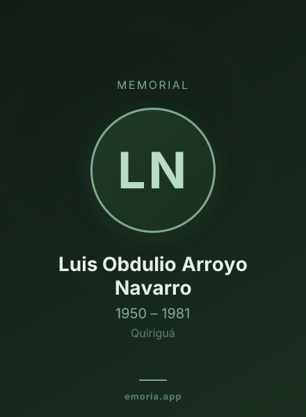 Memorial portrait of Luis Obdulio Arroyo Navarro