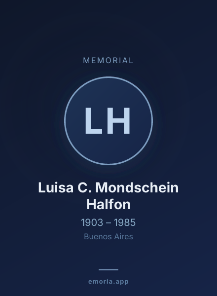 Memorial portrait of Luisa C. Mondschein Halfon