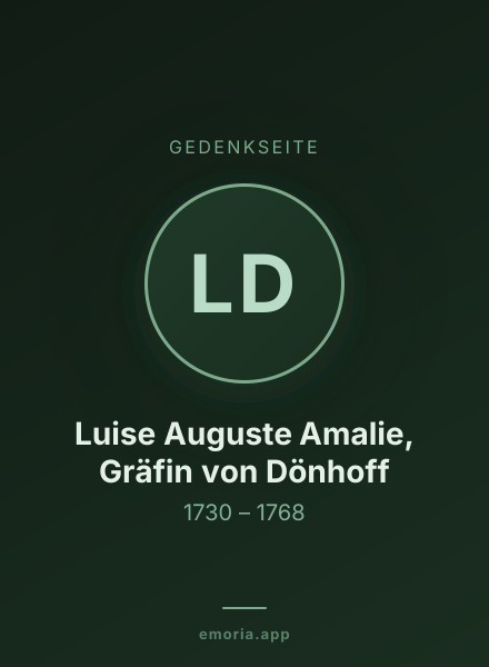 Gedenkportrait von Luise Auguste Amalie, Gräfin von Dönhoff