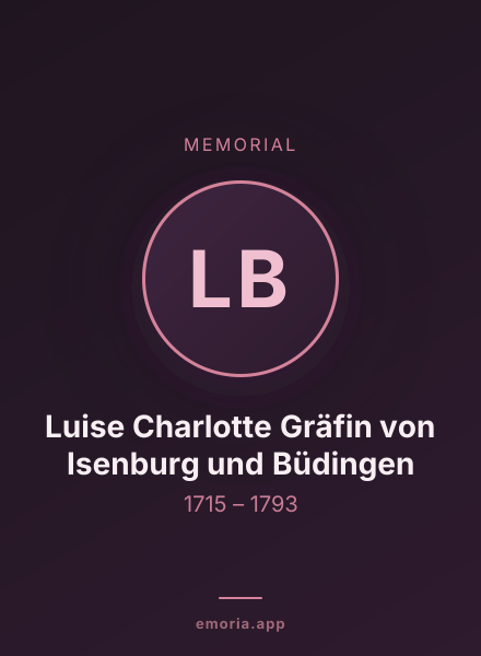 Memorial portrait of Luise Charlotte Gräfin von Isenburg und Büdingen