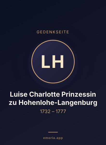 Gedenkportrait von Luise Charlotte Prinzessin zu Hohenlohe-Langenburg