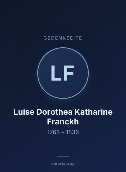 Gedenkportrait von Luise Dorothea Katharine Franckh