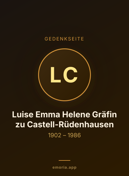 Gedenkportrait von Luise Emma Helene Gräfin zu Castell-Rüdenhausen